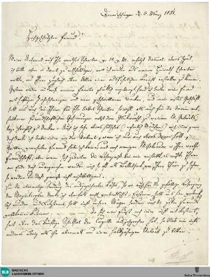 Brief von Johann Wenzel Kalliwoda an Carl Gotthelf Siegmund Böhme vom 03.03.1851 - K 3170,670