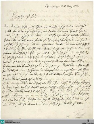 Brief von Johann Wenzel Kalliwoda an Carl Gotthelf Siegmund Böhme vom 03.03.1851 - K 3170,670