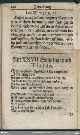 Am XXVII. Sonntage nach Trinitatis