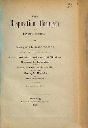 Über Respirationsstörungen bei Hysterischen