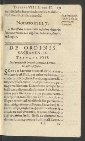 De Ordinis Sacramento. Titulus VIII.