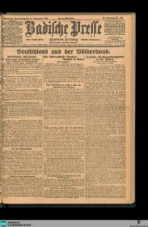 Badische Presse : Generalanzeiger der Residenz Karlsruhe und des Großherzogtums Baden, Morgenausgabe