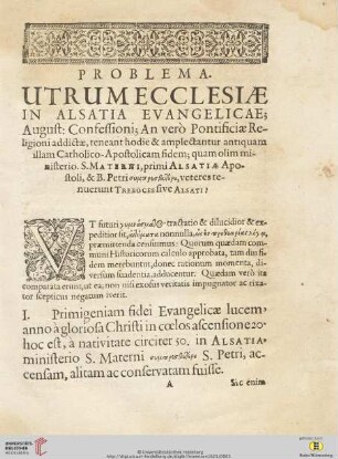 Problema. Utrum ecclesiae in alsatia evangelicae; [...]