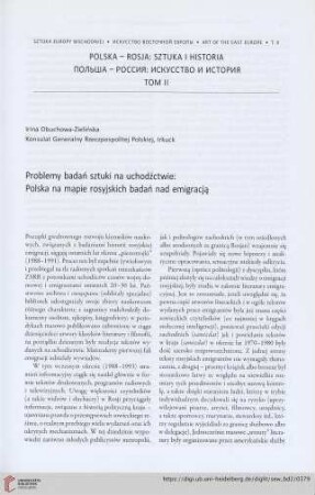 Problemy badań sztuki na uchodźctwie: Polska na mapie rosyjskich badań nad emigracją