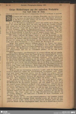 Einige Mittheilungen aus der optischen Werkstätte von Carl Zeiss in Jena