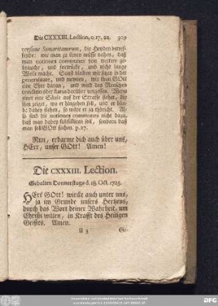 Die CXXXIII. Lection. Gehalten Donnerstags d. 18. Oct. 1725.