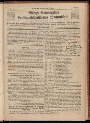 10: Göttingen-Grubenhagensches landwirthschaftliches Wochenblatt