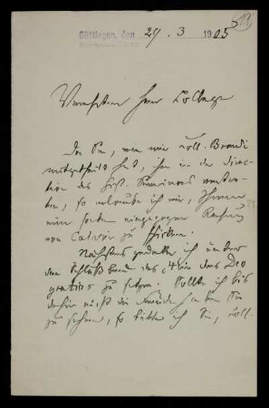 Nr. 19 Brief von Max Lehmann an Edward Schröder. Göttingen, 29.3.1905