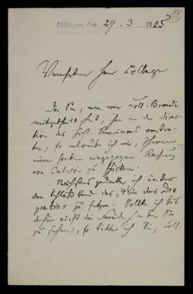 Nr. 19 Brief von Max Lehmann an Edward Schröder. Göttingen, 29.3.1905