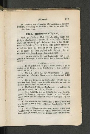 1953. Kleinwort (Siegmund).