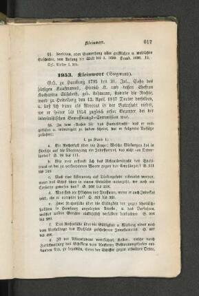 1953. Kleinwort (Siegmund).