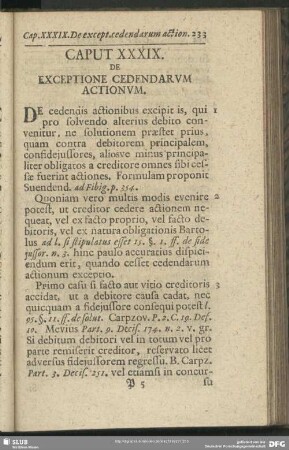 Caput XXXIX. De Exceptione Cedendarum Actionum