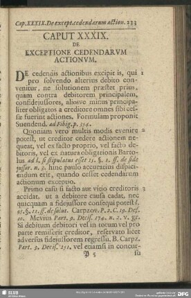 Caput XXXIX. De Exceptione Cedendarum Actionum