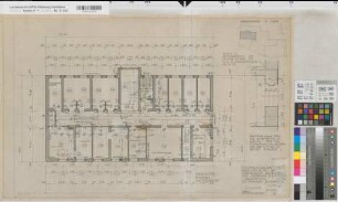 Lippstadt (Lippstadt) Erweiterungsbau des Amtsgerichts und Gefängnisses Grundriß 1. Obergeschoß Gefängnis 1961 1 : 50 50 x 77 Zeichnung Staatshochbauamt Soest