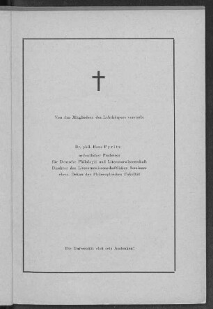 Von den Mitgliedern des Lehrkörpers verstarb