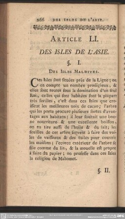 Article LI. Des Isles De L'Asie