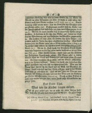 Das Dritte Theil. Was wir für Kleider tragen mögen