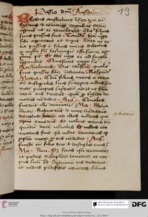 Planctus (Dialogus) Mariae virgines et Anselmi de passione domini