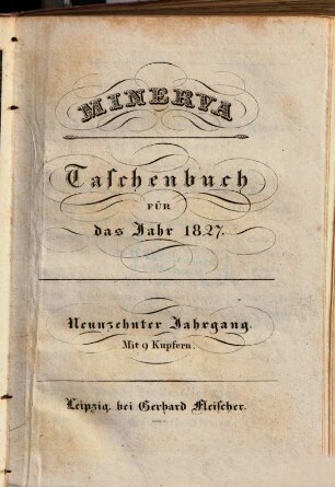 Minerva : Taschenbuch, 1827 = Jg. 19