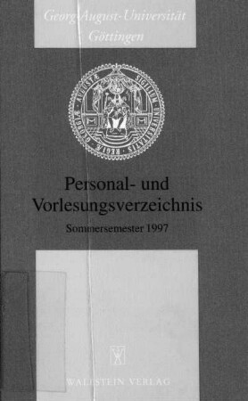 SS 1997: Personal- und Vorlesungsverzeichnis ...