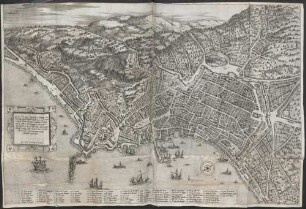 Quale et di quanta importanza é, bellezza sia la nobile cita di Napole in Italia ancora che sia nota à tutto il mondo, nondimeno à comodita et sodisfattione de nobili et virtuosi ingegni si è fatto questo suo vero ritratto, con li suoi moli, porte, chiesie, seggi, palazzi, piazzi, strade, fonti, et altri cose notabili come per l'infrascritti numeri annotati facilmente si può vedere