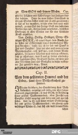Cap. II. Von dem gestirnten Himmel und der Erden, samt ihrer Beschaffenheit zusammen.