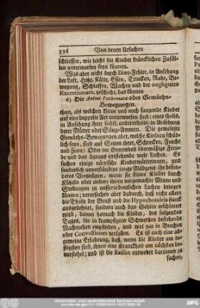 6) Die Animi Pathemata oder Gemüths-Bewegungen.