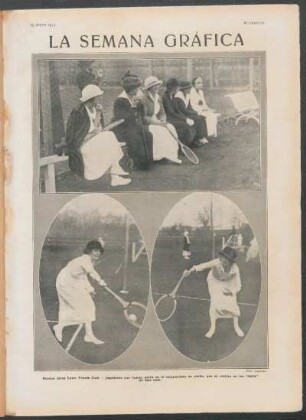 Buenos Aires Lawn Tennis Club. : Jugadoras que toman parte en el campeonato de otoño, que se realiza en los "links" de este club.