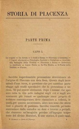 Storia di Piacenza : dalle origini al nostri giorni, Volume 1