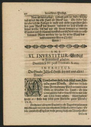 VI. Investitur-Predigt in Frauendorff gehalten