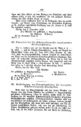 Character der für Schulversäumnisse anzusetzenden Gefängnißstrafen : [IV. Elementarschulwesen]
