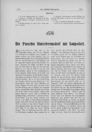 Die Parochie Hinterhermsdorf mit Saupsdorf