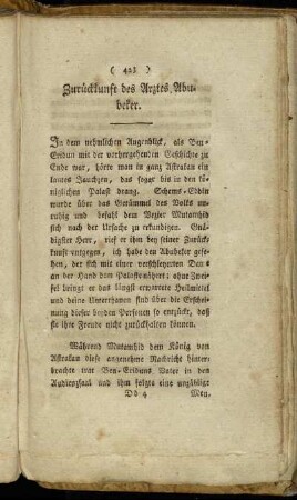 Zurückkunft des Arztes Abubeker.