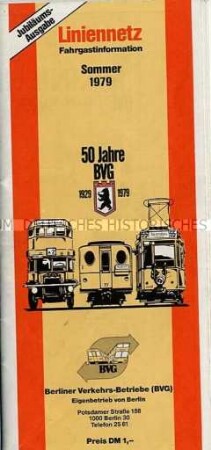 Verkehrskarte von Berlin, Jubiläumsausgabe zum 50. Jahrestag der BVG