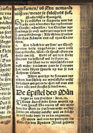De Epistel des Mändages yn den Paschen/ Acto. [et]c. [Euangelion des Mändages in den Paschen/ Luce 24.]