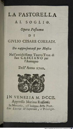 La pastorella al soglio