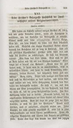 313-342 Ueber Hirscher's Besorgnisse hinsichtlich der Zweckmäßigkeit unseres Religionsunterrichtes : zweiter Artikel