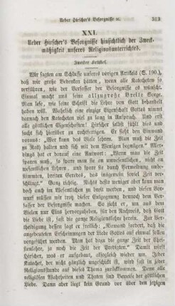 313-342 Ueber Hirscher's Besorgnisse hinsichtlich der Zweckmäßigkeit unseres Religionsunterrichtes : zweiter Artikel