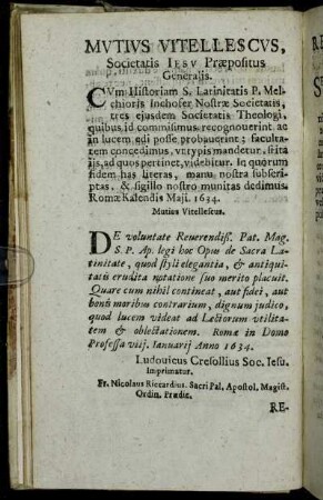 Mutius Vitellescus, Societatis Iesu Præpositus Genralis.