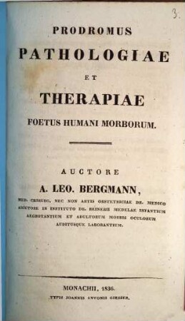 Prodromus pathologiae et therapiae foetus humani morborum