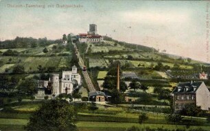 Postkartenalbum mit Motiven von Durlach. "Durlach - Turmberg mit Drahtseilbahn"