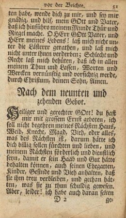 Nach dem neunten und zehenden Gebot.