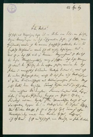 Brief vom 22. April 1869
