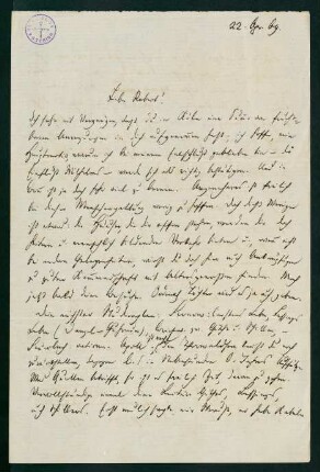 Brief vom 22. April 1869