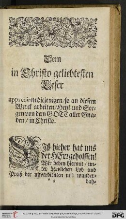 Dem in Christo geliebtesten Leser