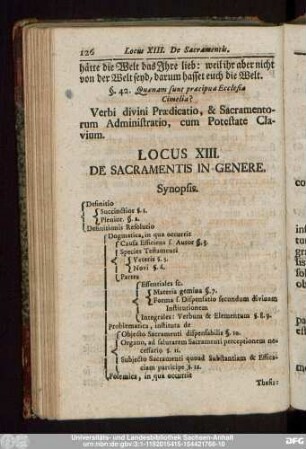 Locus XIII. De Sacramentis In Genere.