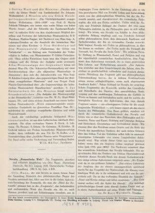 335-336 [Rezension] Novalis, Romantische Welt
