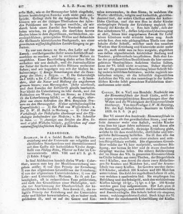 Henning, J. W. M.: Nachricht von der Elementar-Schule der Stadt Cöslin. Köslin: Hendess 1828