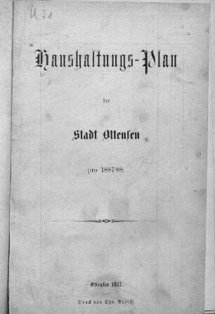 1887/88(1887): Haushaltungs-Plan der Stadt Ottensen : pro ...
