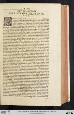 Praefatio Hieronymi Ziegleri